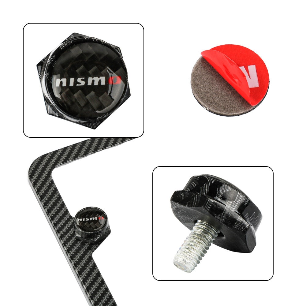 Brand New 4PCS Nismo Racing Car License Plate Carbon Fiber Screw Bolt Cap Cover Screw Bolt