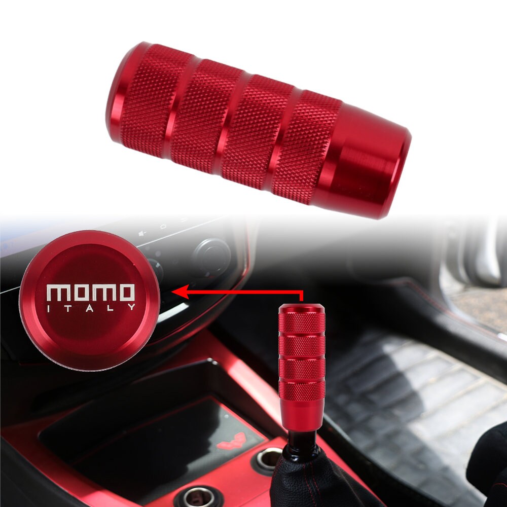 Brand New Universal Momo Red Aluminum Manual Gear Stick Shift Knob Shifter Lever Head