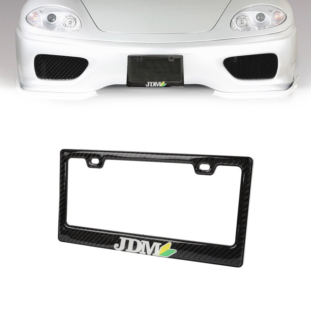 Brand New Universal 100% Real Carbon Fiber JDM Beginner Leaf License Plate Frame - 1PCS