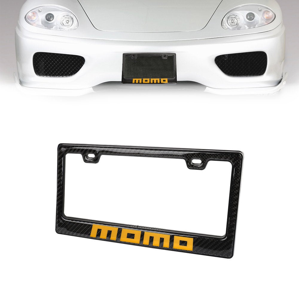 Brand New Universal 100% Real Carbon Fiber Momo License Plate Frame - 1PCS