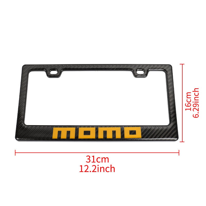 Brand New Universal 100% Real Carbon Fiber Momo License Plate Frame - 1PCS