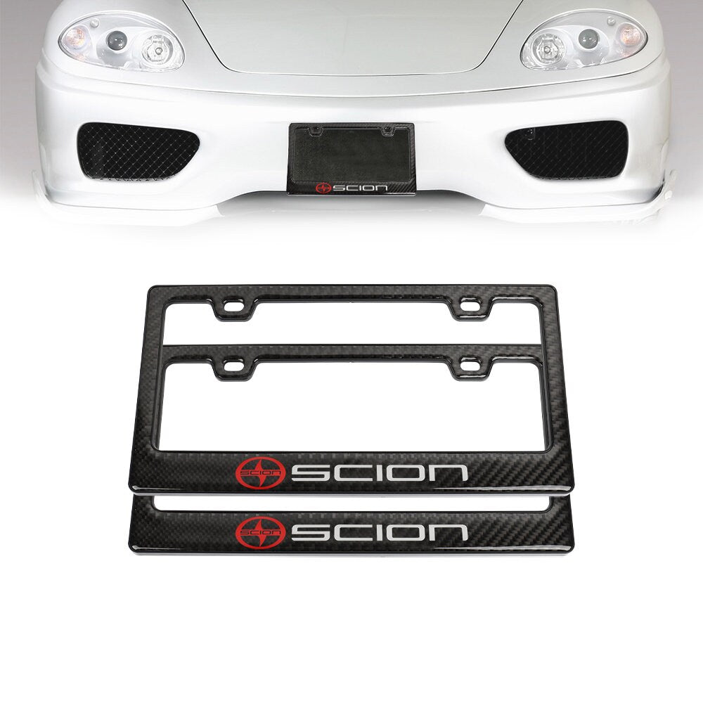 Brand New Universal 100% Real Carbon Fiber Scion License Plate Frame - 2PCS