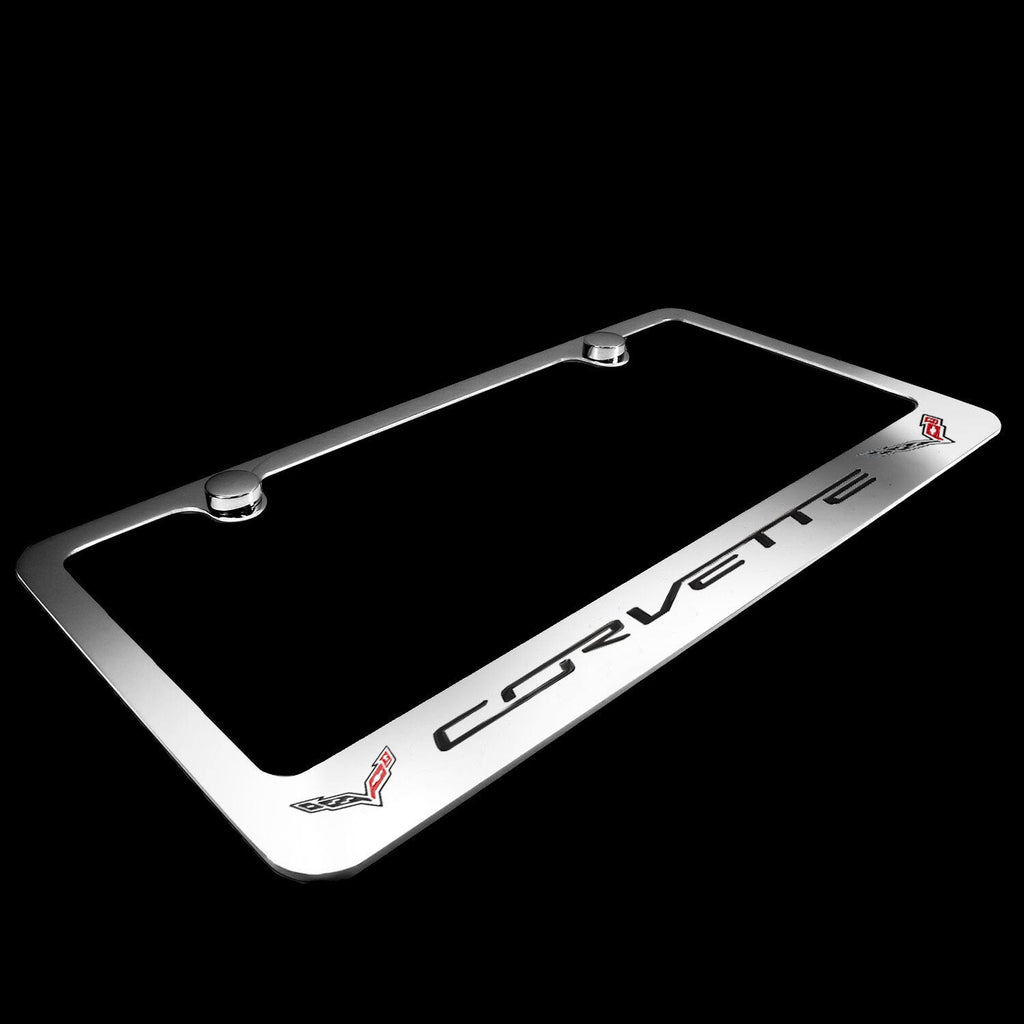 Brand New 2PCS Corvette Chrome Plated Brass License Plate Frame Officially Licensed