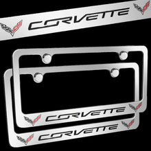 Load image into Gallery viewer, Brand New 2PCS Corvette Chrome Plated Brass License Plate Frame Officially Licensed