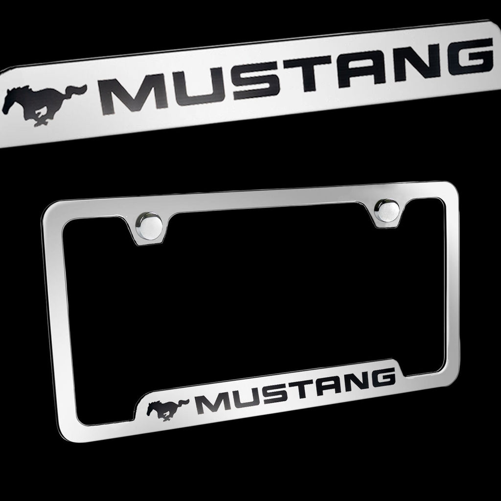 Brand New 1PCS Mustang Chrome Stainless Steel License Plate Frame Officially Licensed