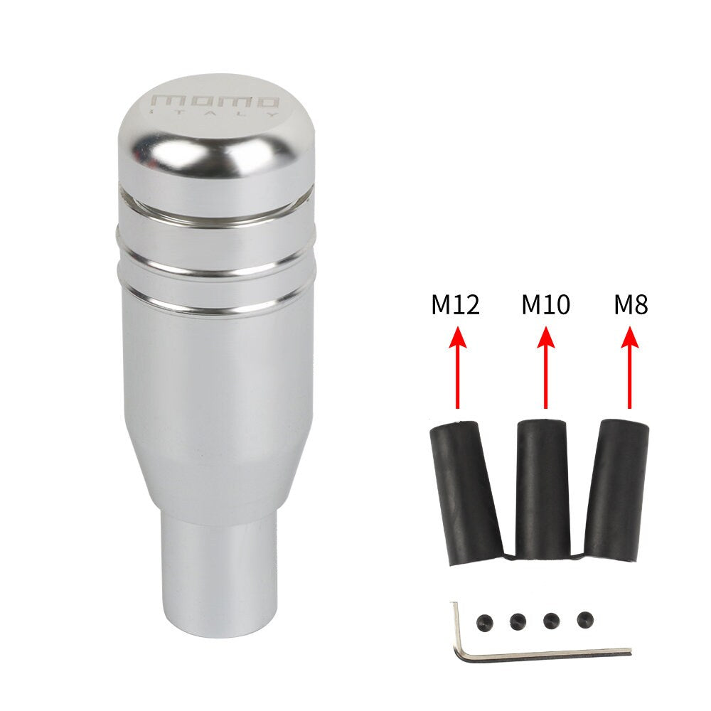 Brand New 1PCS Momo Silver Aluminum Universal Automatic Car Gear Shift Knob Lever Shifter M8 M10 M12