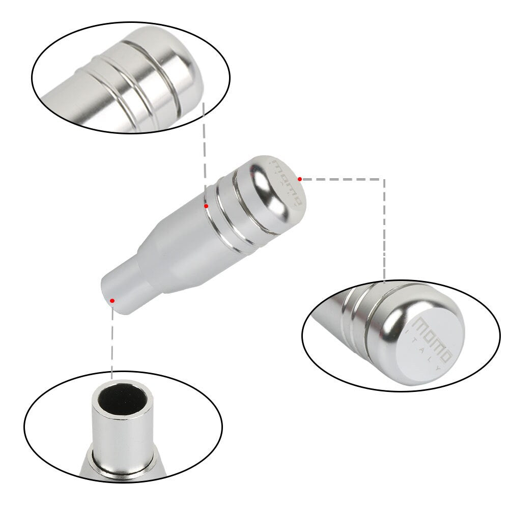 Brand New 1PCS Momo Silver Aluminum Universal Automatic Car Gear Shift Knob Lever Shifter M8 M10 M12