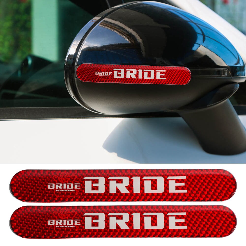 Brand New 2PCS Bride Real Carbon Fiber Car Trunk Side Fenders Door Badge Scratch Guard Sticker