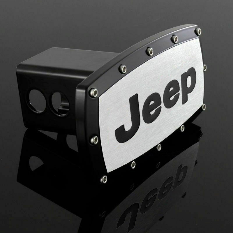 Brand New Jeep Black Tow Hitch Cover Plug Cap 2" Trailer Receiver Engraved Billet Allen Bolts Official Licensed Products