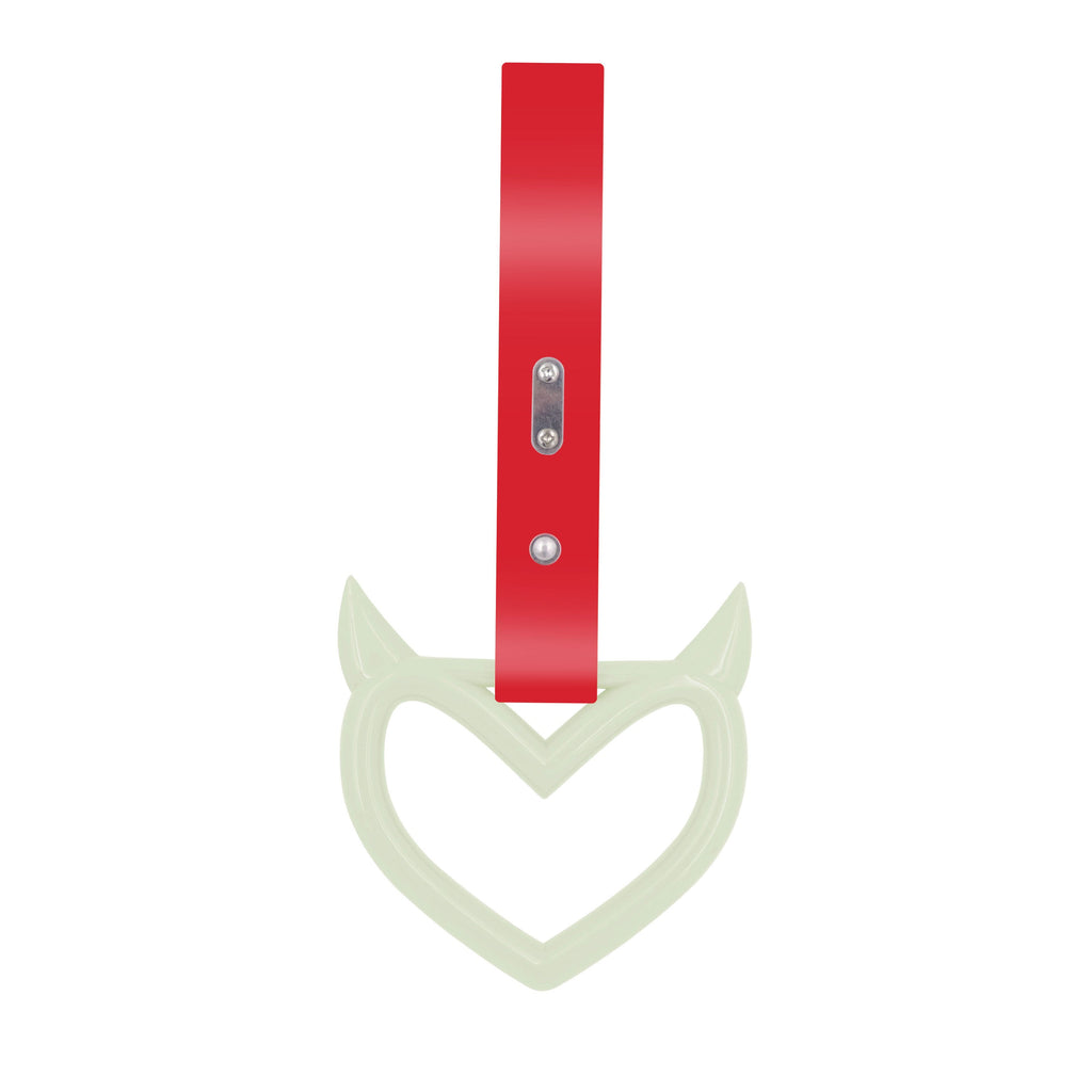 Brand New Devil Demon Heart Red Glow in the Dark JDM TSURIKAWA Ring Subway Train Bus Handle Strap Charm Drift