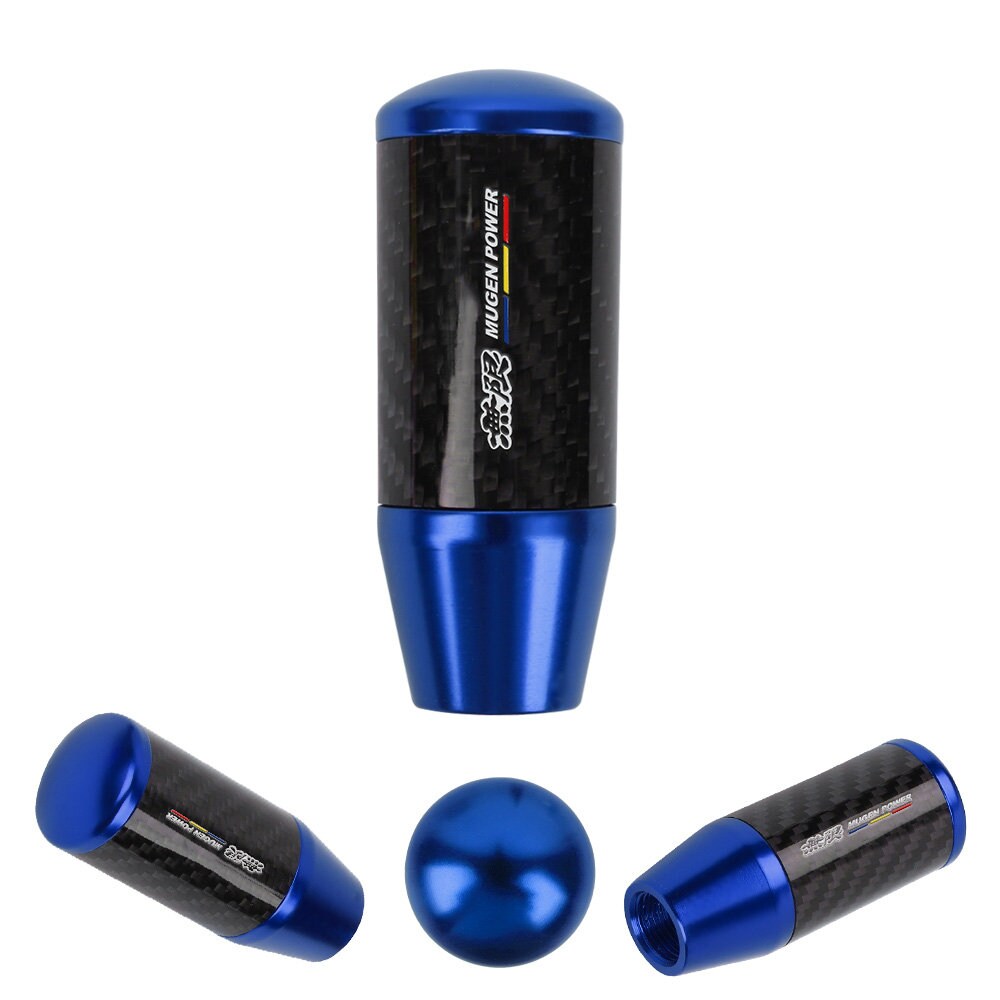 Brand New Universal Mugen Blue Carbon Fiber Manual Gear Stick Shift Knob Lever Shifter M12 M10 M8