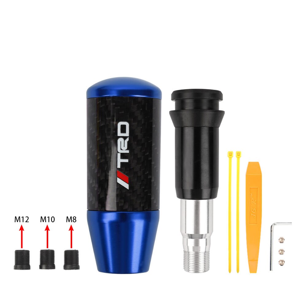 Brand New Universal TRD Blue Carbon Fiber Automatic Gear Shift Knob Shifter Lever Head