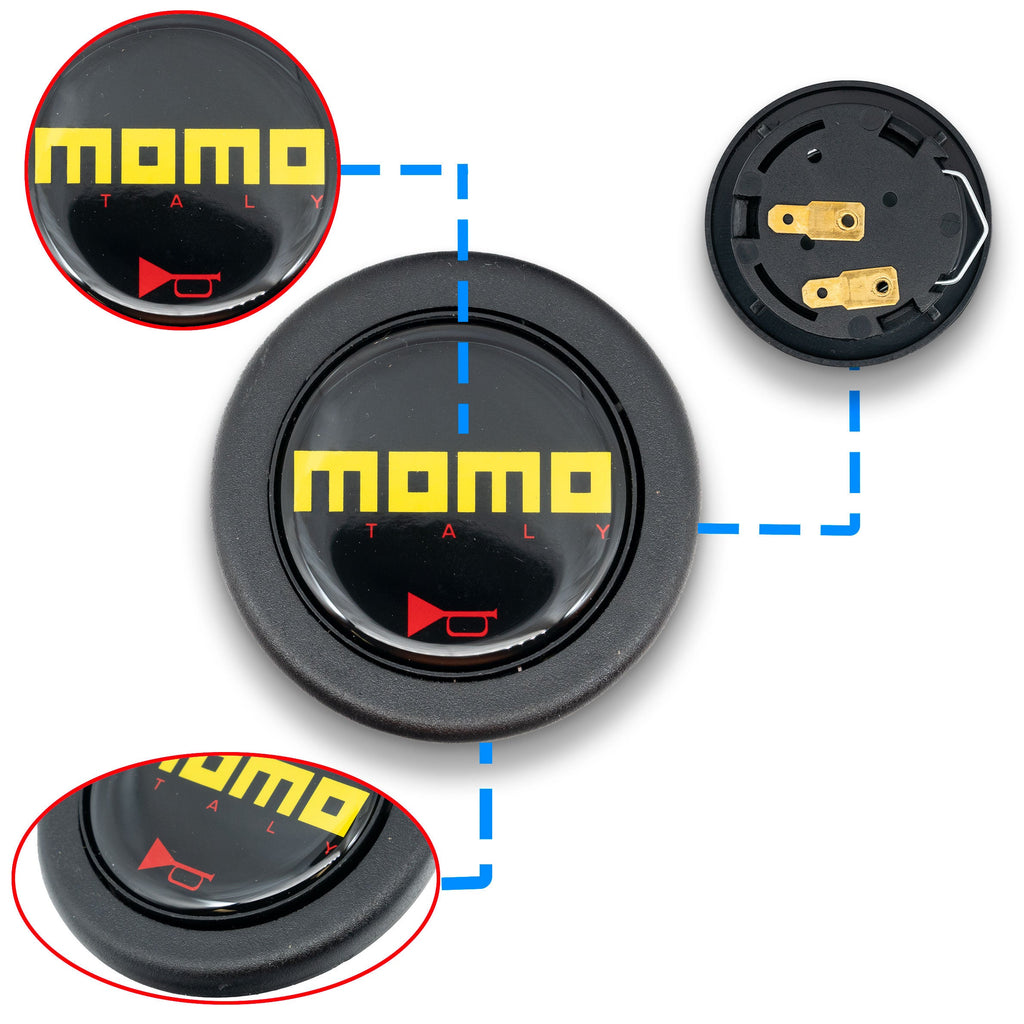 Brand New Universal Jdm Momo Car Horn Button Steering Wheel Center Cap Black