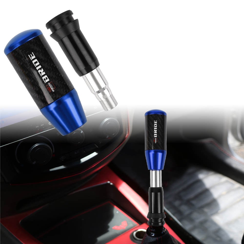 Brand New Universal Bride Blue Carbon Fiber Automatic Gear Shift Knob Shifter Lever Head