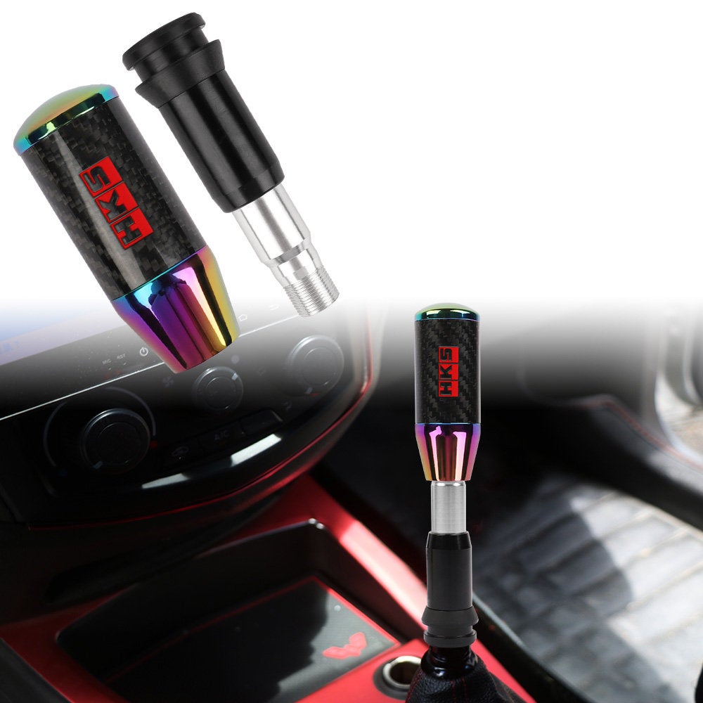 Brand New Universal HKS Neo-Chrome Carbon Fiber Automatic Gear Shift Knob Shifter Lever Head