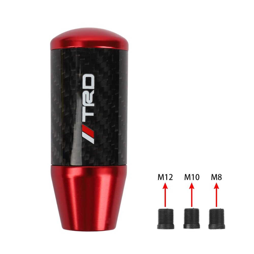 Brand New Universal TRD Red Carbon Fiber Manual Gear Stick Shift Knob Lever Shifter M12 M10 M8