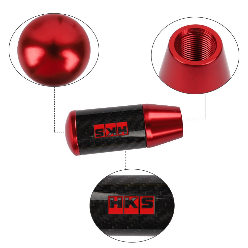 Brand New Universal HKS Red Carbon Fiber Manual Gear Stick Shift Knob Lever Shifter M12 M10 M8