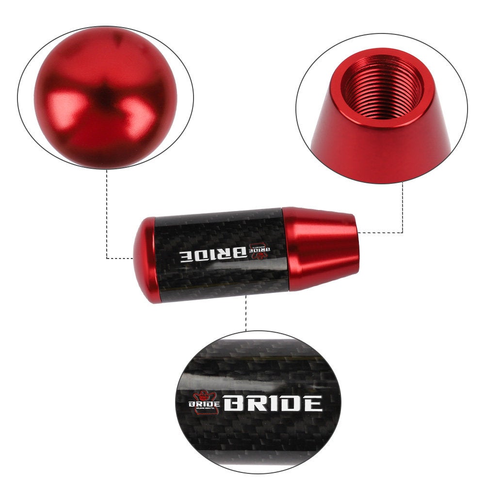 Brand New Universal Bride Red Carbon Fiber Manual Gear Stick Shift Knob Lever Shifter M12 M10 M8