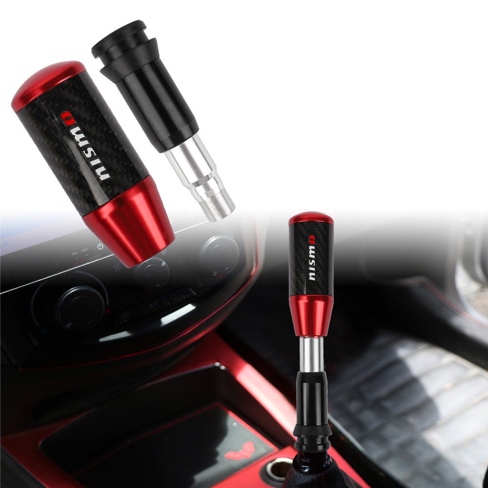 Brand New Universal Nismo Red Carbon Fiber Automatic Gear Shift Knob Shifter Lever Head