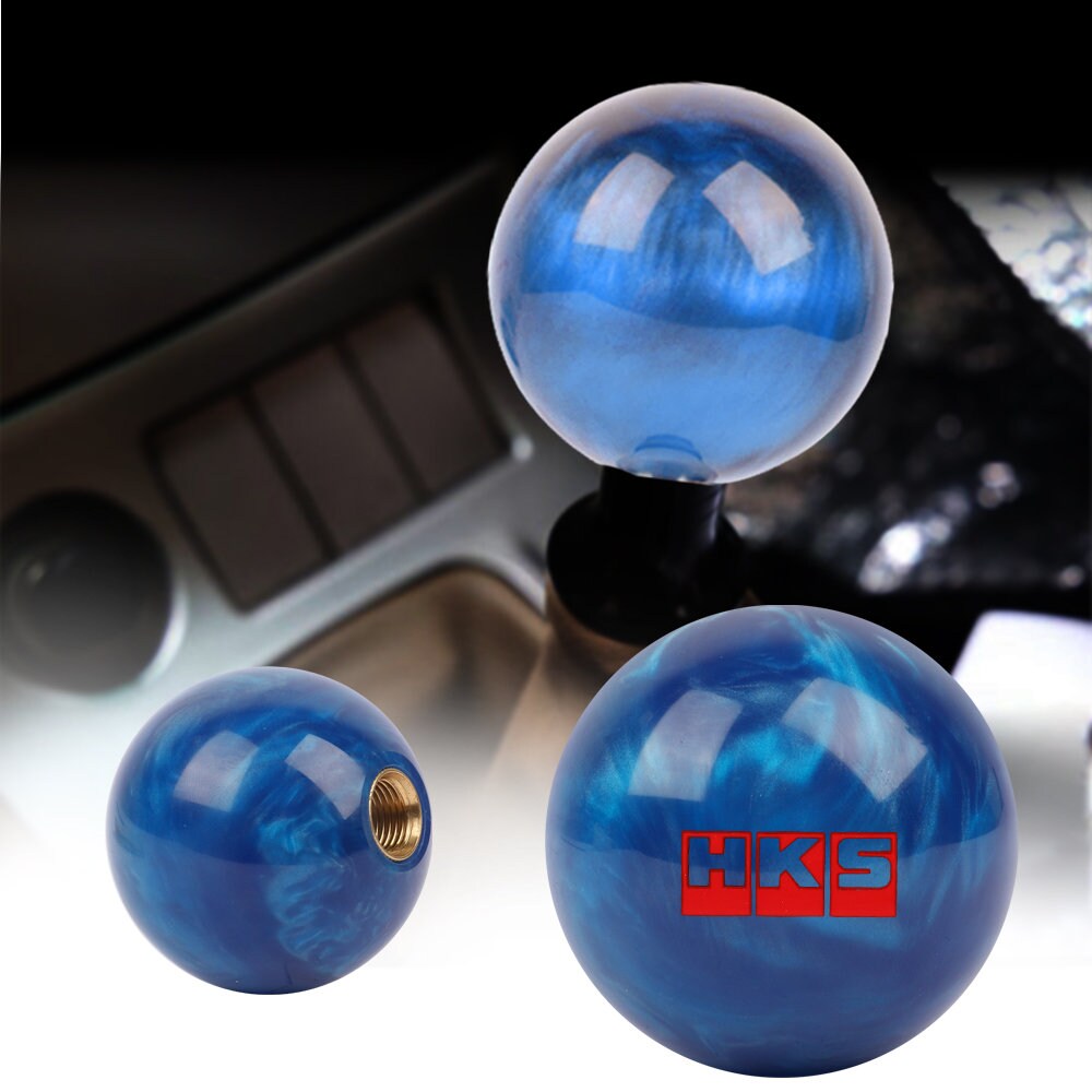 Brand New Universal HKS Pearl Blue Round Ball Shift Knob Car Gear MT Manual Shifter