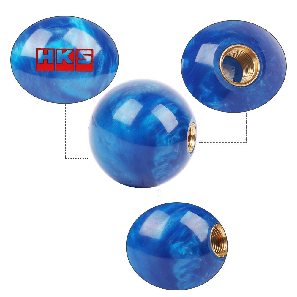 Brand New Universal HKS Pearl Blue Round Ball Shift Knob Automatic Car Gear Shifter