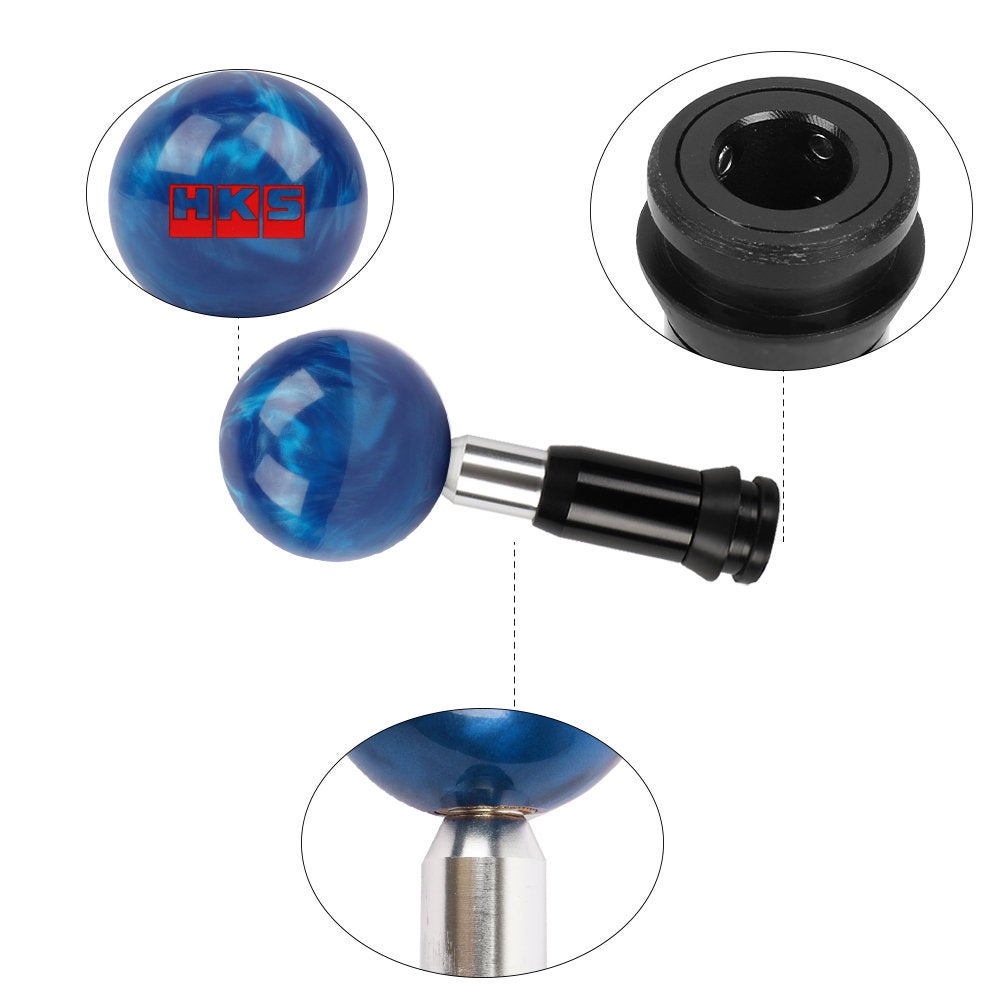 Brand New Universal HKS Pearl Blue Round Ball Shift Knob Automatic Car Gear Shifter