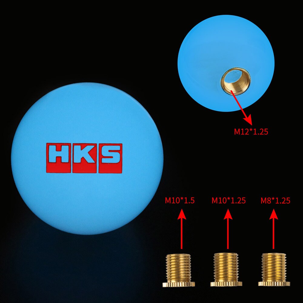 Brand New Jdm HKS Universal Glow In the Dark Blue Round Ball Shift Knob M8 M10 M12 Adapter