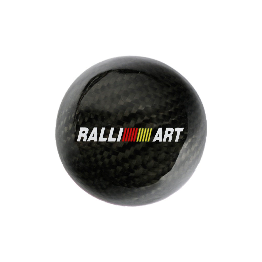 Brand New Ralliart Universal Real Carbon Fiber Ball Manual MT Gear Shift Shifter Knob W/Black Stripe