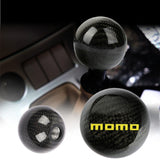 Brand New Momo Universal Real Carbon Fiber Ball Manual MT Gear Shift Shifter Knob W/Black Stripe