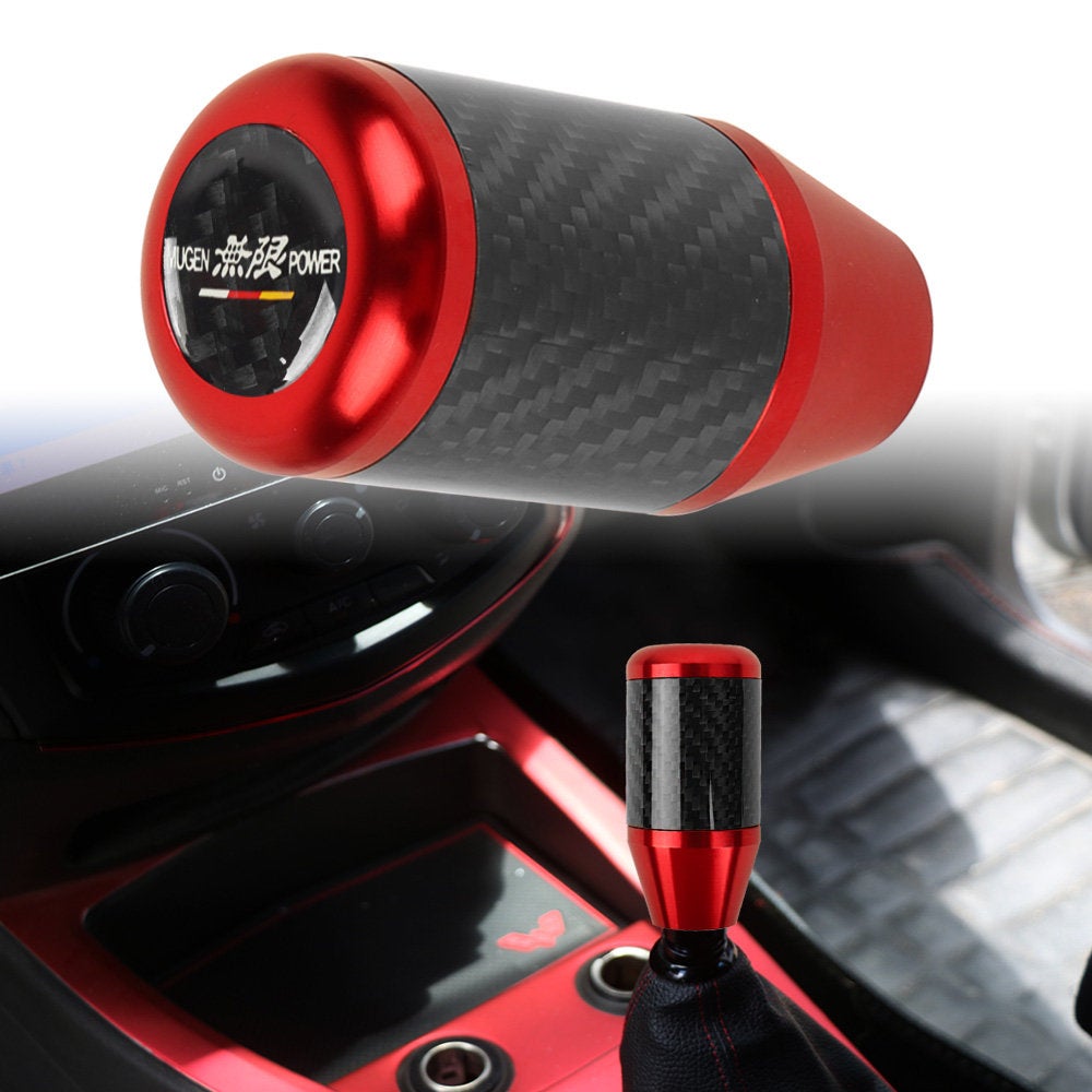 Brand New Universal Mugen Red Real Carbon Fiber Racing Gear Stick Shift Knob For MT Manual M12 M10 M8