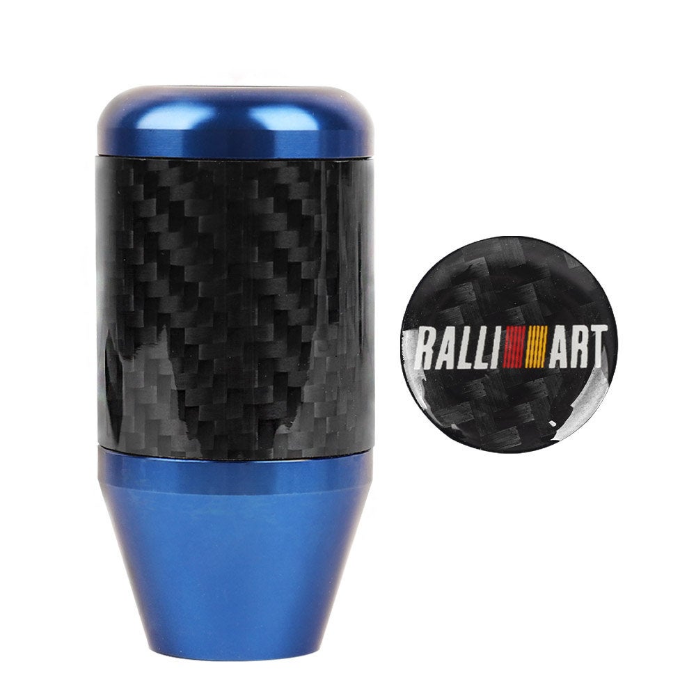 Brand New Universal Ralliart Blue Real Carbon Fiber Racing Gear Stick Shift Knob For MT Manual M12 M10 M8