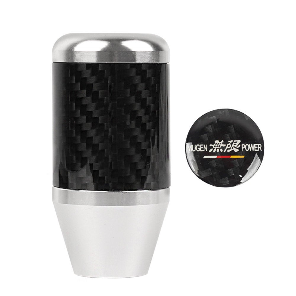 Brand New Universal Mugen Silver Real Carbon Fiber Racing Gear Stick Shift Knob For MT Manual M12 M10 M8