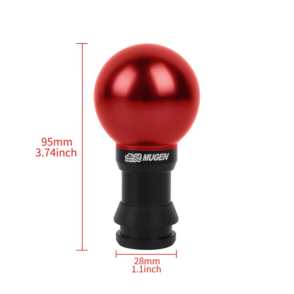 Brand New Universal JDM Mugen Round Ball Red Aluminum Automatic Gear Shift Knob Shifter