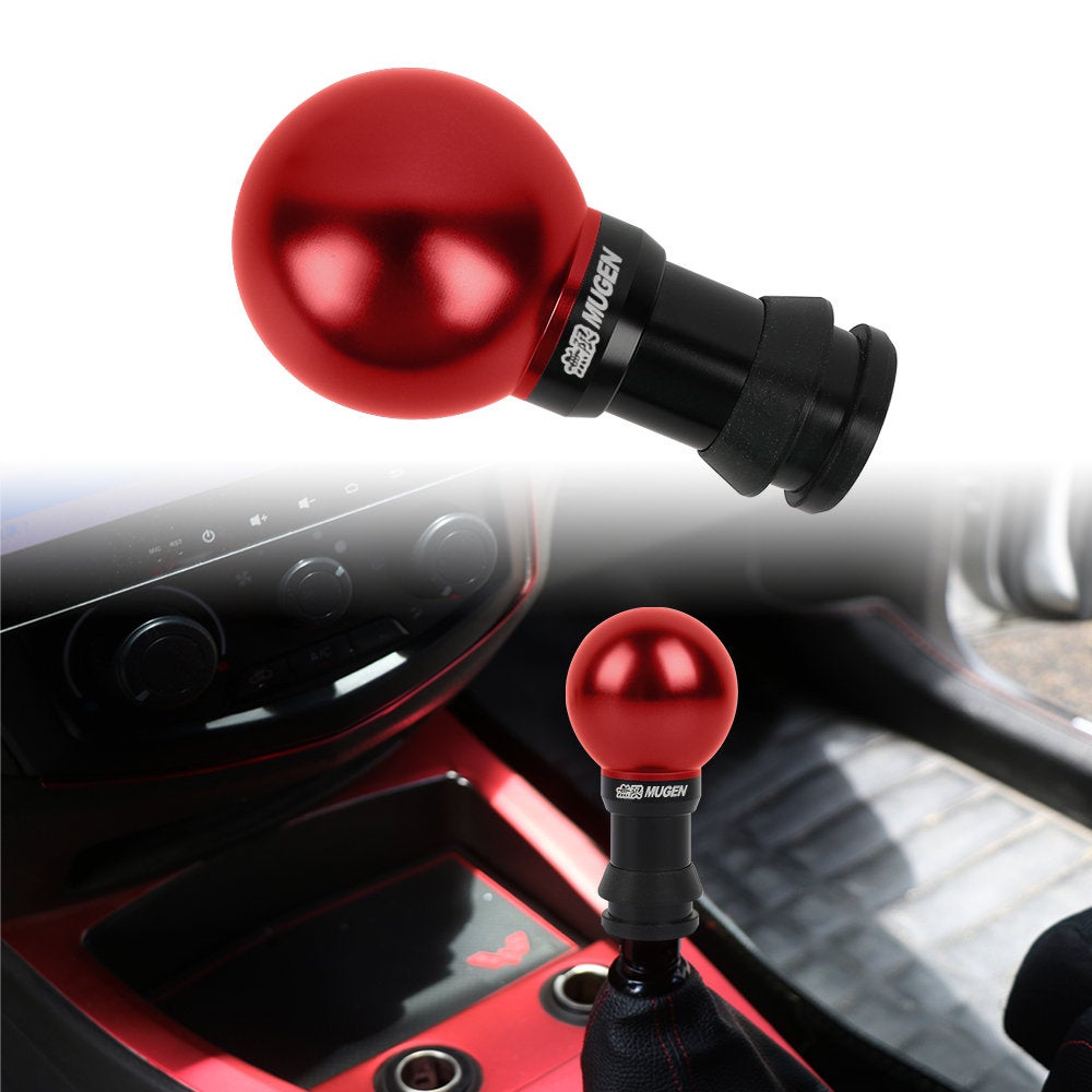 Brand New Universal JDM Mugen Round Ball Red Aluminum Automatic Gear Shift Knob Shifter