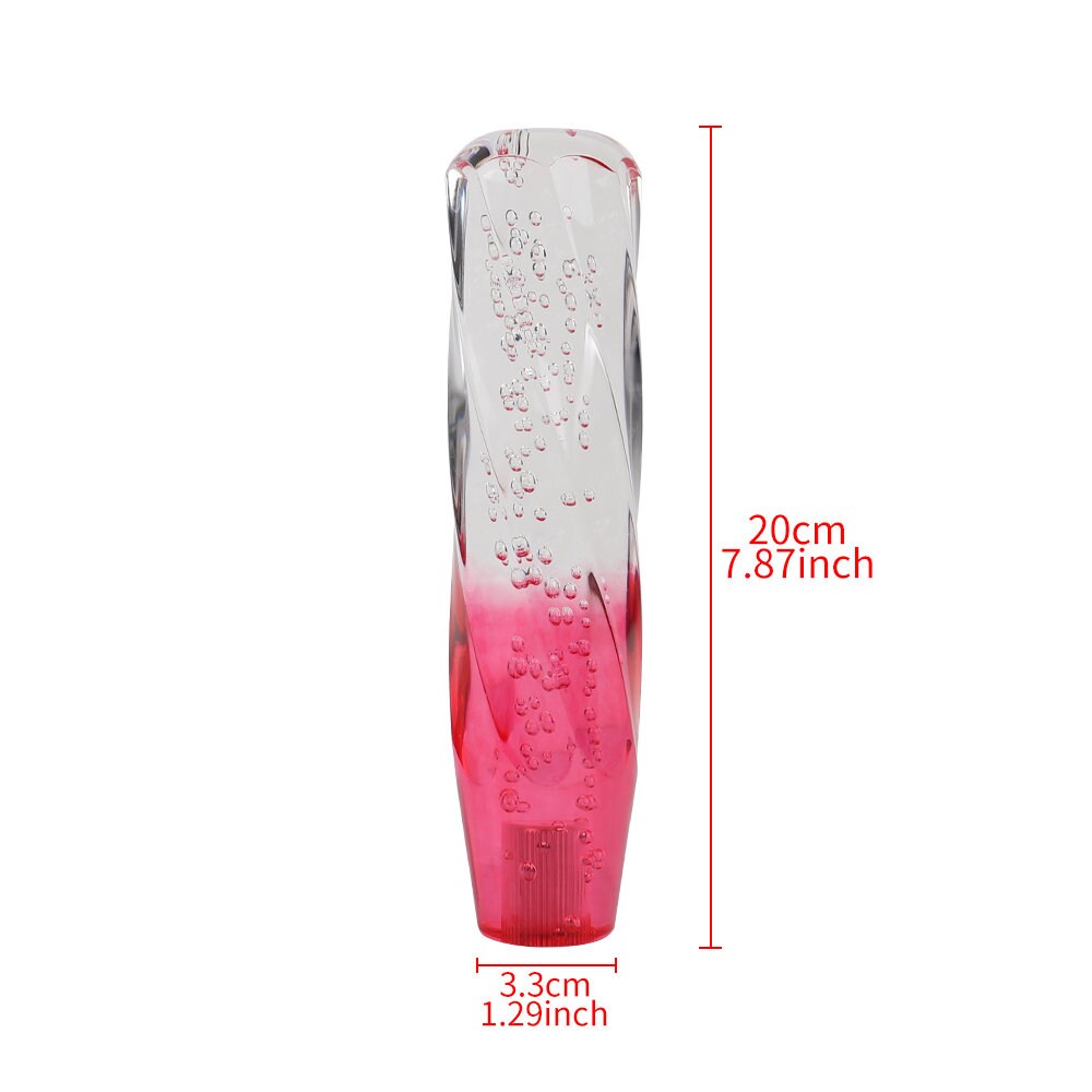 Brand New Universal 20CM VIP 200mm Transparent Manual Clear / Red Twist Crystal Bubble Racing Gear Shift Knob