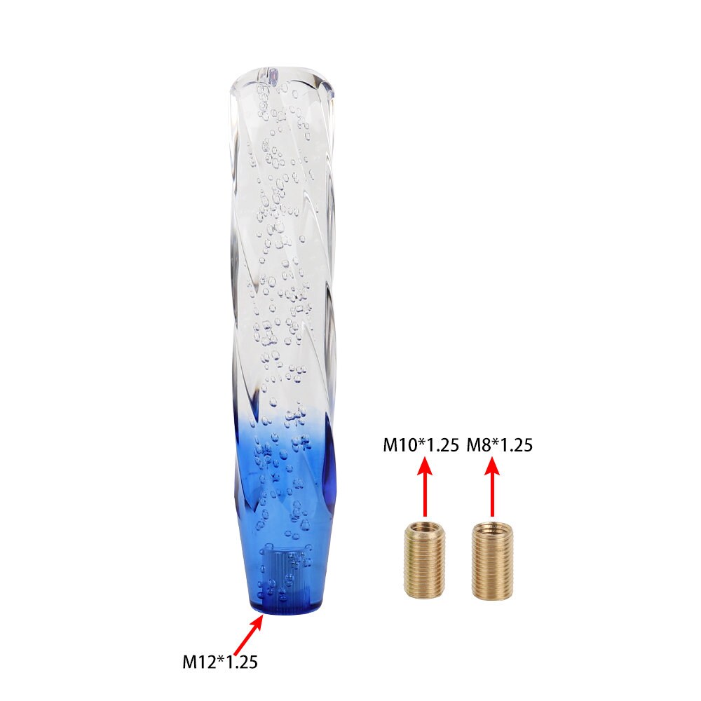 Brand New Universal 25CM VIP 250mm Transparent Manual Clear / Blue Twist Crystal Bubble Racing Gear Shift Knob