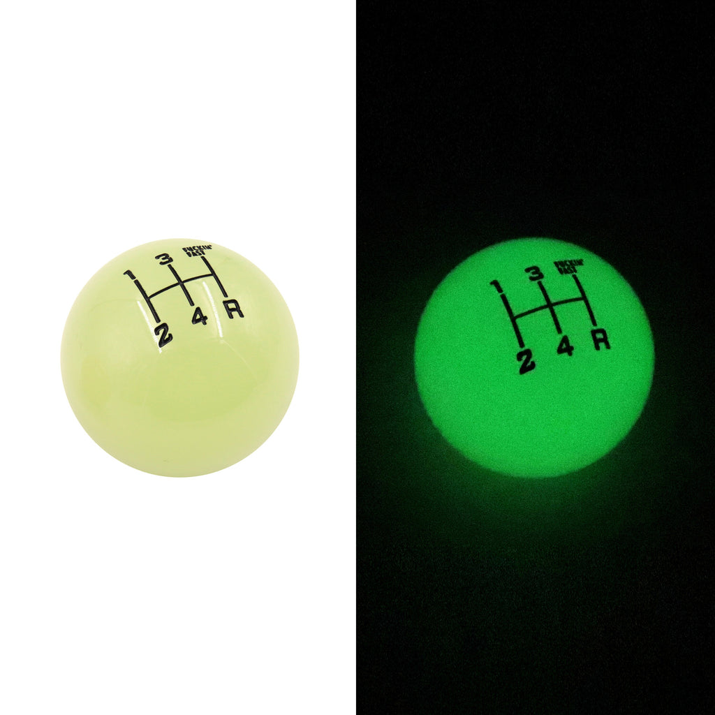 Brand New Universal 5 Speed Fuckin' Fast Round Glow in The Dark Green Ball Gear Shift Knob Lever M8 M10 M12 Thread