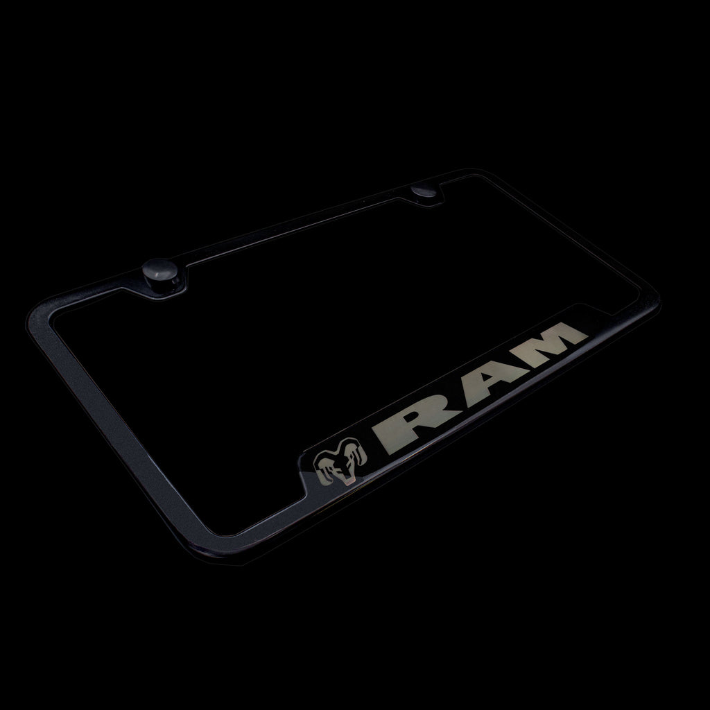 Brand New 2PCS Dodge Ram Black Stainless Steel License Plate Frame Officially Licensed Products