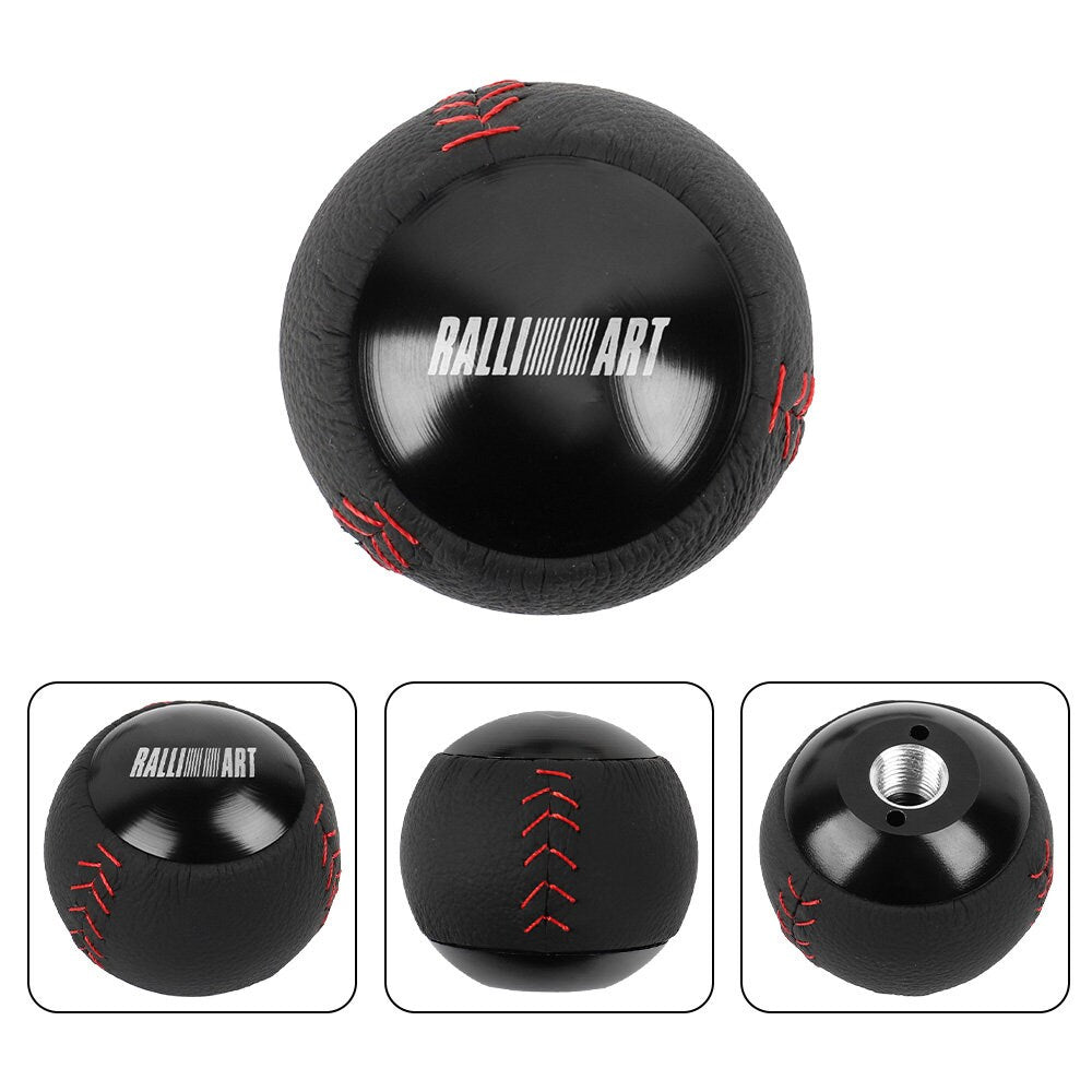 Brand New Ralliart Leather Black Round Ball Shift Knob Manual Car Racing Gear Shifter M12x1.25