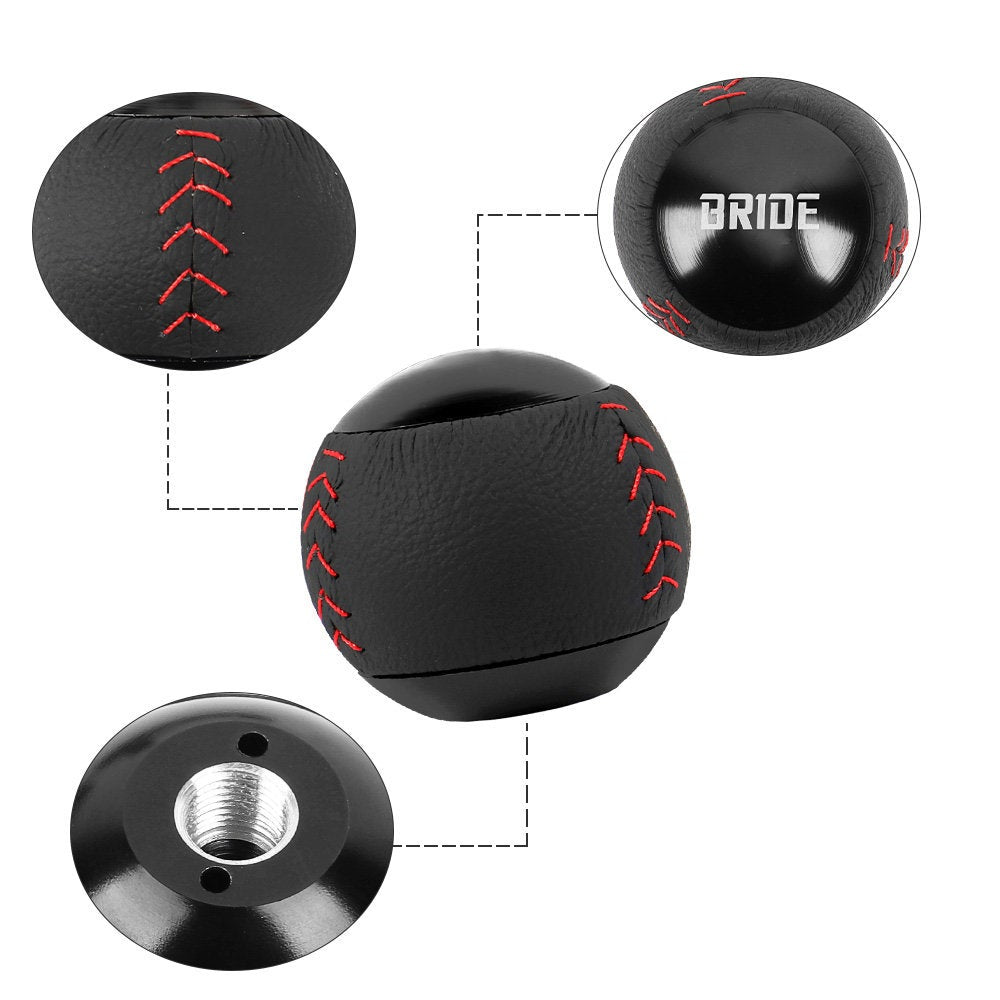 Brand New Bride Leather Black Round Ball Shift Knob Manual Car Racing Gear Shifter M12x1.25