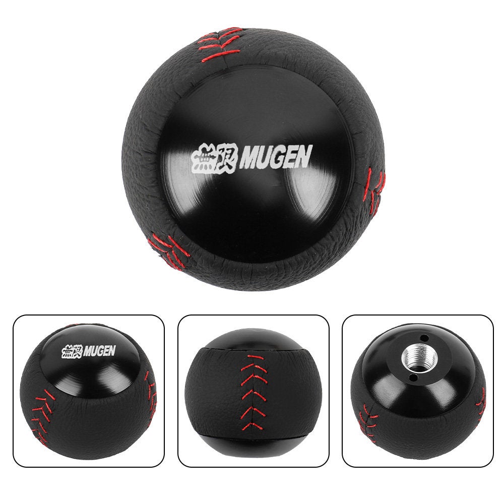 Brand New Mugen Leather Black Round Ball Shift Knob Manual Car Racing Gear Shifter M12x1.25