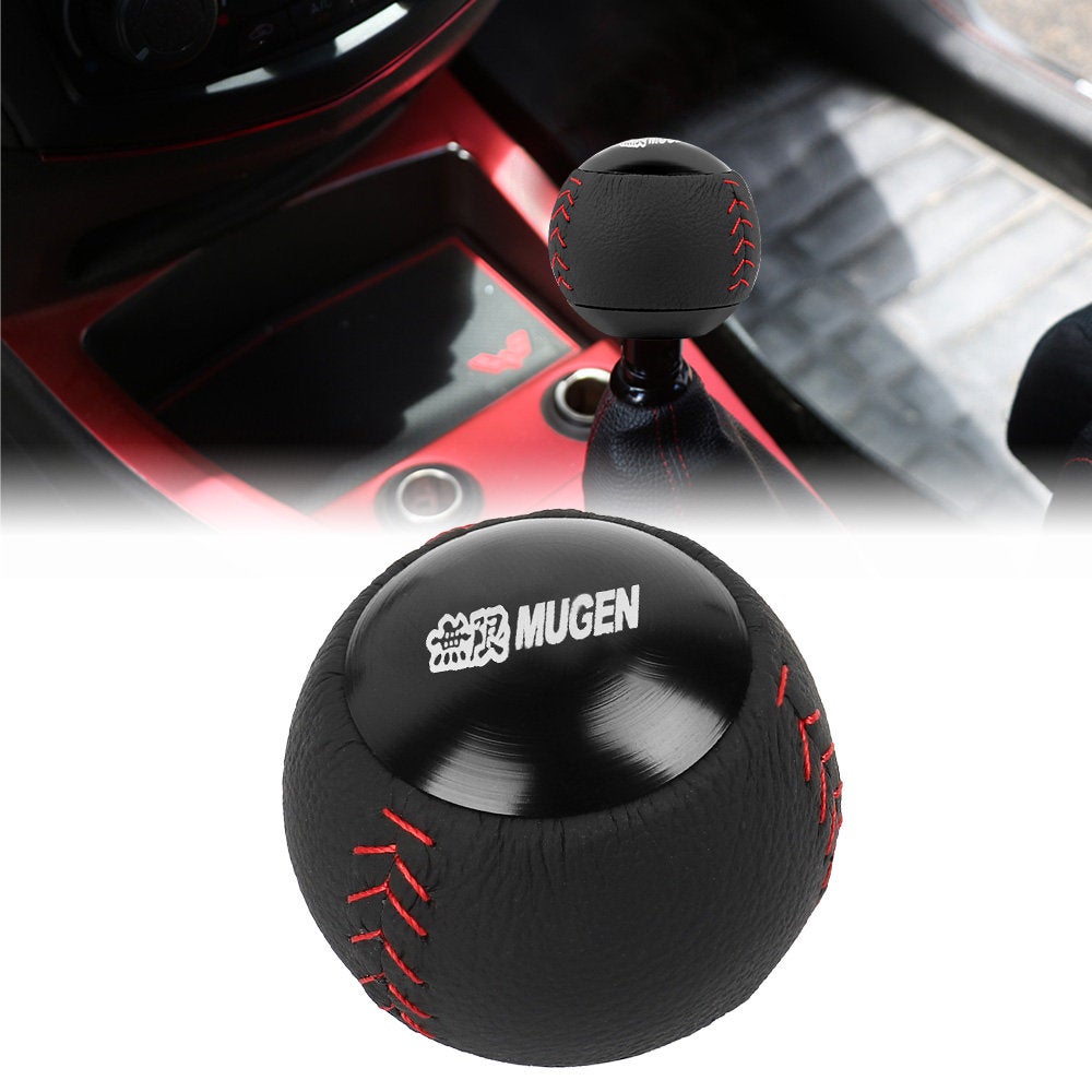 Brand New Mugen Leather Black Round Ball Shift Knob Manual Car Racing Gear Shifter M12x1.25