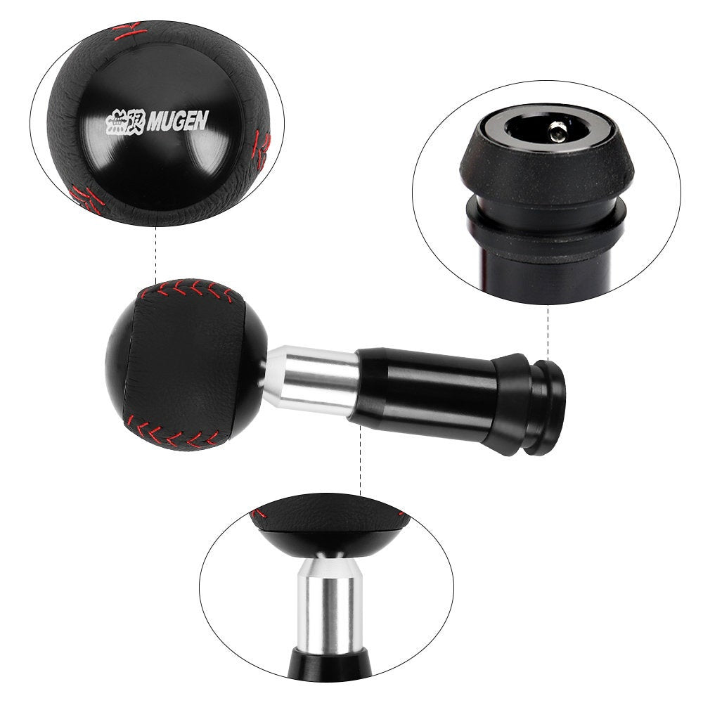 Brand New Mugen Leather Black Round Ball Shift Knob Automatic Car Racing Gear Shifter