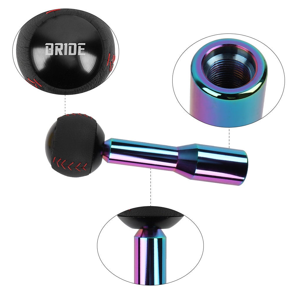 Brand New Universal Bride Black Leather Ball Manual Gear Stick Shift Knob Lever Shifter Long