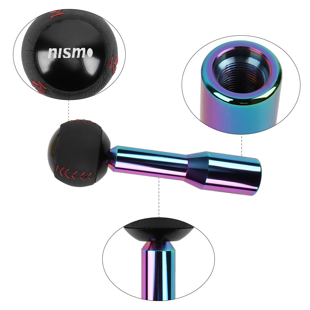 Brand New Universal Nismo Black Leather Ball Manual Gear Stick Shift Knob Lever Shifter Long