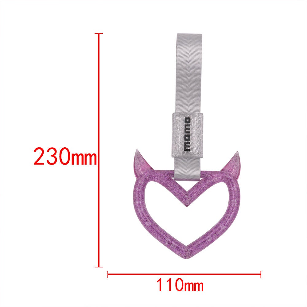 Brand New Devil Momo Demon Heart Purple JDM TSURIKAWA Ring Subway Train Bus Handle Strap Charm Drift