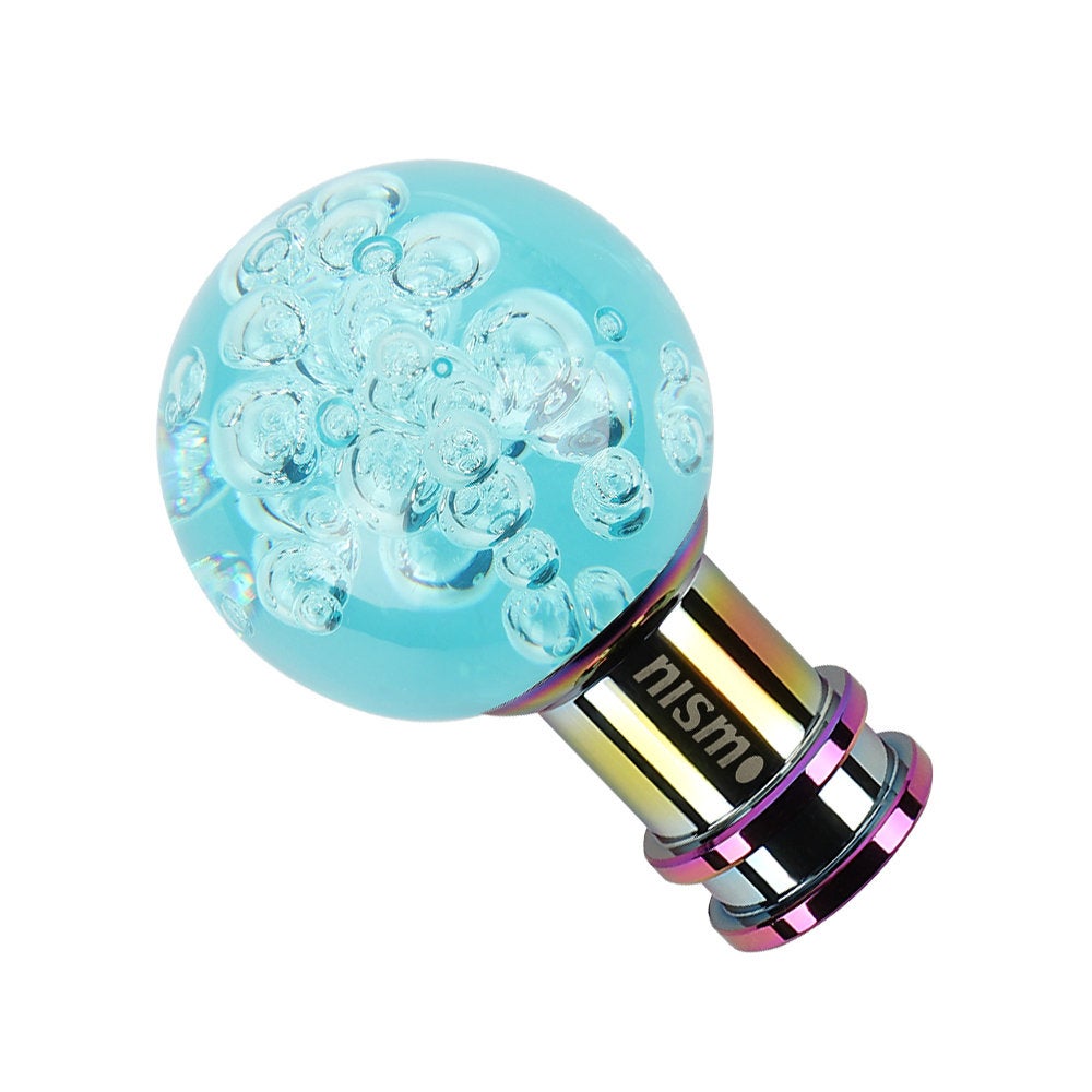 Brand New Nismo Universal Jdm Round Ball Crystal Teal Bubble Manual Car Racing Gear Shift Knob Shifter M12 M10 M8