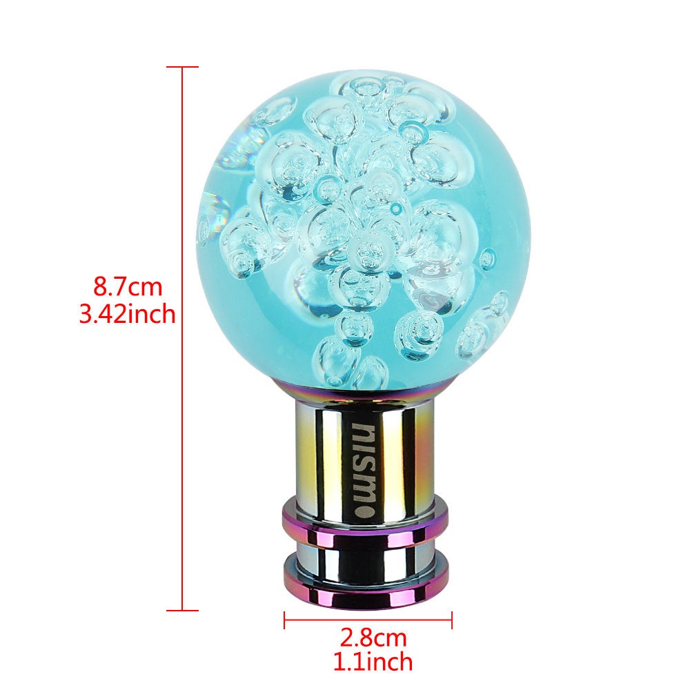 Brand New Nismo Universal Jdm Round Ball Crystal Teal Bubble Manual Car Racing Gear Shift Knob Shifter M12 M10 M8