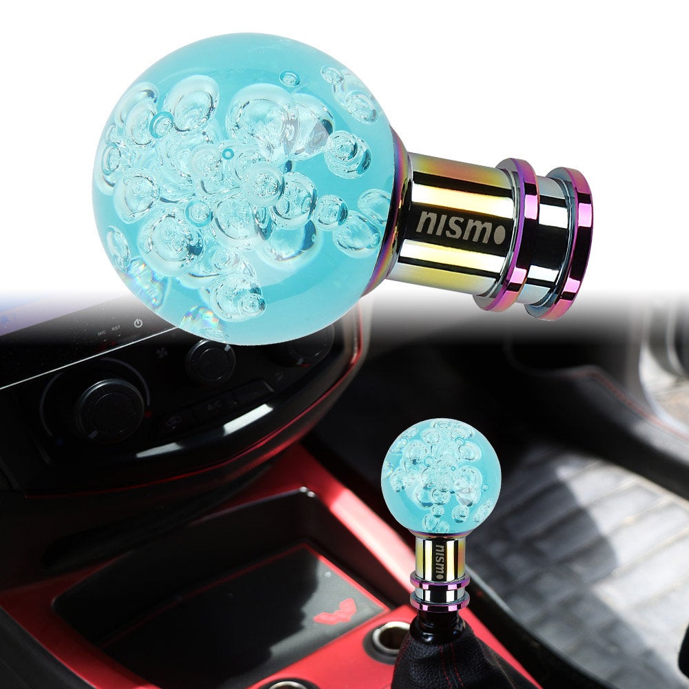 Brand New Nismo Universal Jdm Round Ball Crystal Teal Bubble Manual Car Racing Gear Shift Knob Shifter M12 M10 M8