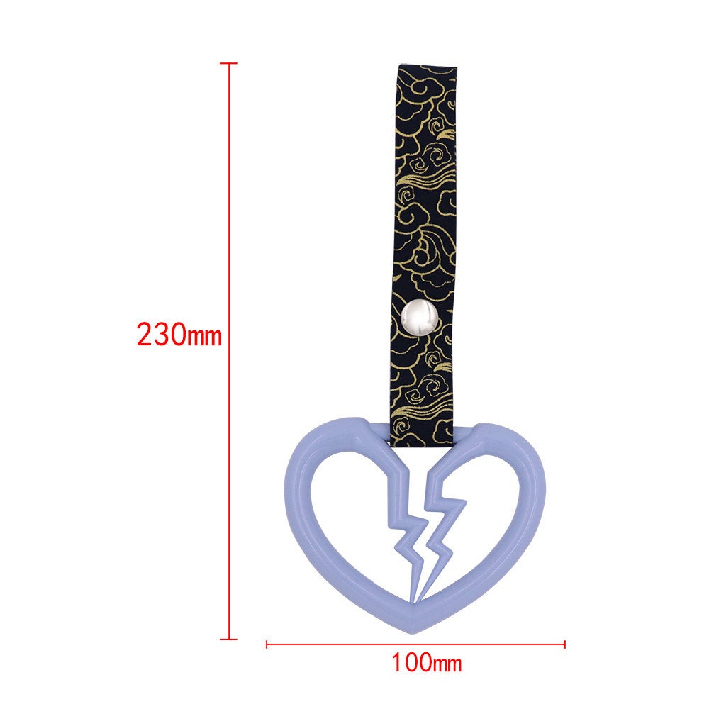 Brand New Broken Heart Shape Blue JDM TSURIKAWA Ring Subway Train Bus Handle Strap Charm Drift